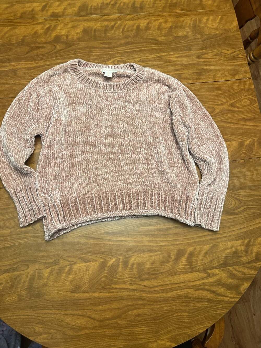 Cynthia Rowley Chenille Velvet Crewneck Pullover Sweater Pink Size S